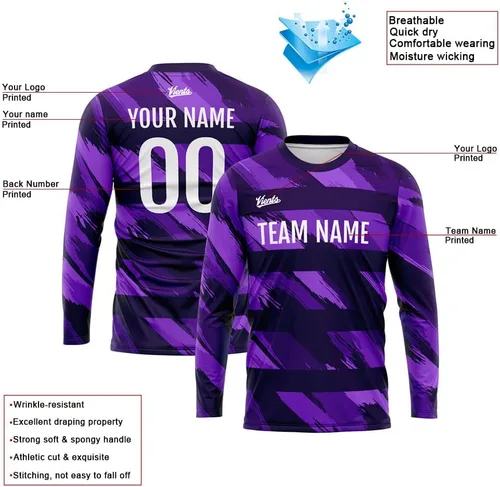 Vista 3 de Camiseta personalizada de manga larga de baloncesto, fútbol, fútbol americano, para adultos y niños
