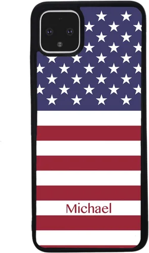 Vista 3 de Funda de goma negra personalizada con diseño de estrellas y rayas de la bandera estadounidense compatible con Google Pixel 10, 10 Pro, 10 Pro XL