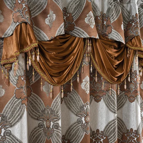 Vista 5 de Petrichor Cortinas Elegantes con Hilos Dorados y Plateados Juego de 2 Paneles - Tratamiento de Ventana de Lujo con Cenefa Adjunta, Respaldo