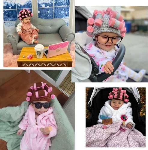Vista 6 de hbbhml Accesorios de fotografía para recién nacidos, sombrero de rizador de bebé, collar de cuentas, gafas, sesión de fotos, accesorio para fiesta