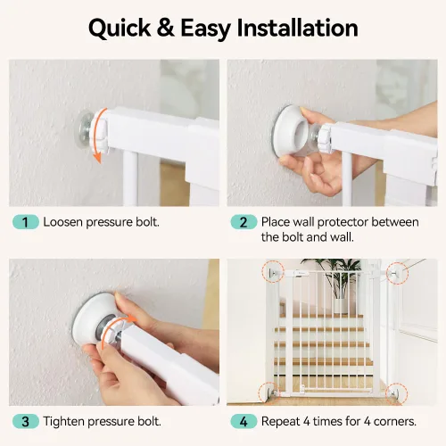 Vista 5 de COMOMY Paquete de 4 protectores de pared para puerta de bebé, extensor de puerta de seguridad para niños, protector de pared para puerta de bebé