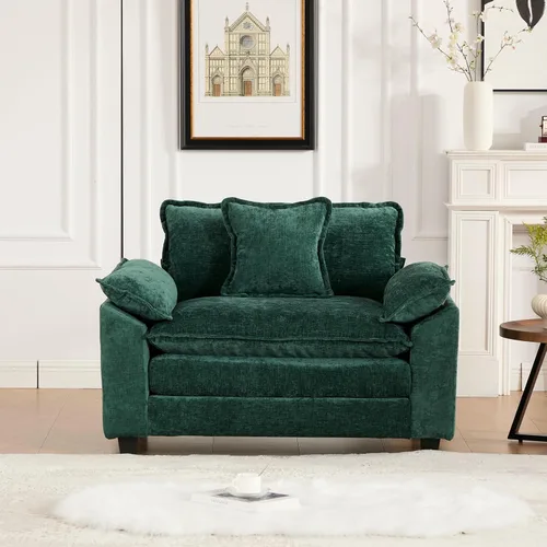 Vista 25 de Sofá seccional modular, sofá seccional en forma de L de 76.7 pulgadas con otomana móvil, cómodo loveseat de chenilla nube con reposabrazos