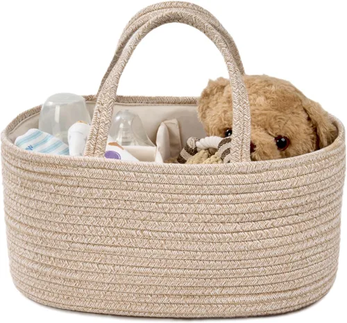 Vista 18 de Diaper Caddy Organizer, Empty Gift Basket with Gift Wrap for Newborn Essentials, Baby Storage Basket, Stylish Gift Bag for Baby Shower, Boys and