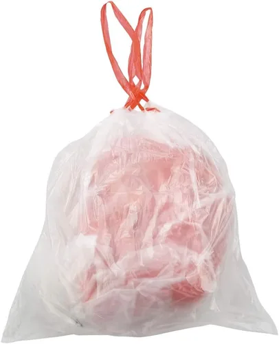 Vista 2 de Bolsas de basura transparentes con cordón, bolsas de basura para cocina, 4 rollos/240 bolsas (3 galones)