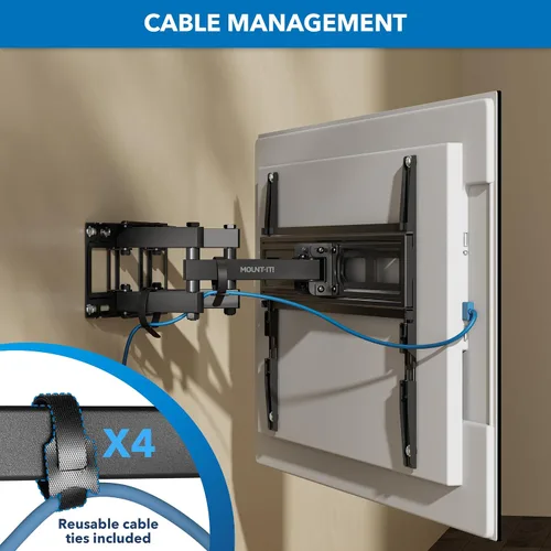 Vista 8 de Mount-It! Soporte de pared para TV de movimiento completo con brazos dobles resistentes, extensión de 14 pulgadas y compatible con televisores de 37