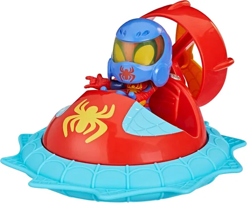 Vista 2 de Spidey and his Amazing Friends Marvel Web-Spinners Spidey con hover Spinner, juego de coche con vehículo, figura de acción a escala de 4 pulgadas