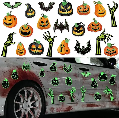 Vista 10 de 43 piezas de decoraciones navideñas para auto y refrigerador: set de accesorios con imanes reflectantes en forma de bombilla y gnomo, decoración
