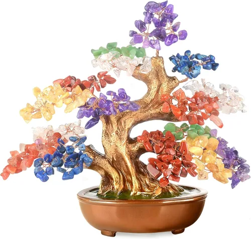 Vista 11 de Árbol de la vida de cristal de amatista, 360 piedras grandes, piedras preciosas hechas a mano, cristales curativos para chakras, energía positiva