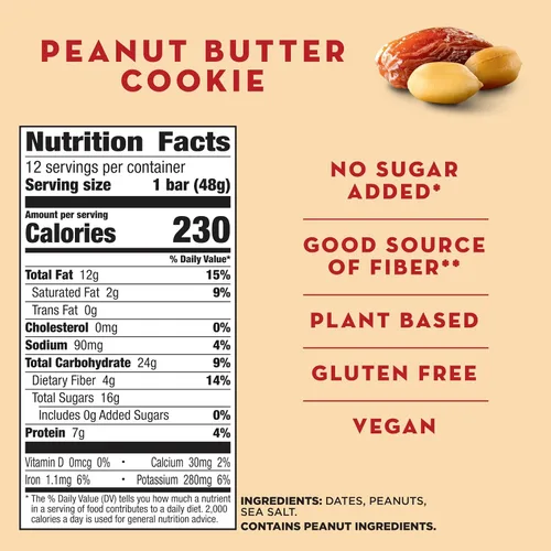 Vista 2 de Larabar - Galleta de mantequilla de maní, barras veganas de frutas y nueces sin gluten, 12