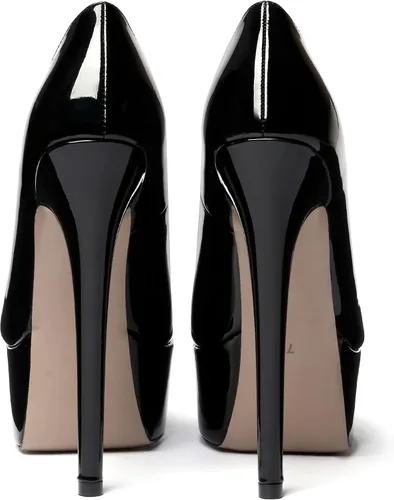 Vista 3 de WAYDERNS - Zapatos de tacón alto de tacón alto con plataforma de charol para mujer