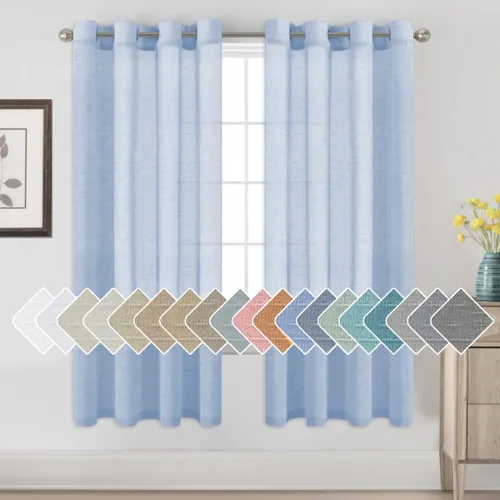 Vista 87 de H.VERSAILTEX Cortinas de lino de mezcla natural para sala de estar/cortinas de lino semitransparentes reductoras de luz de 54 pulgadas de largo