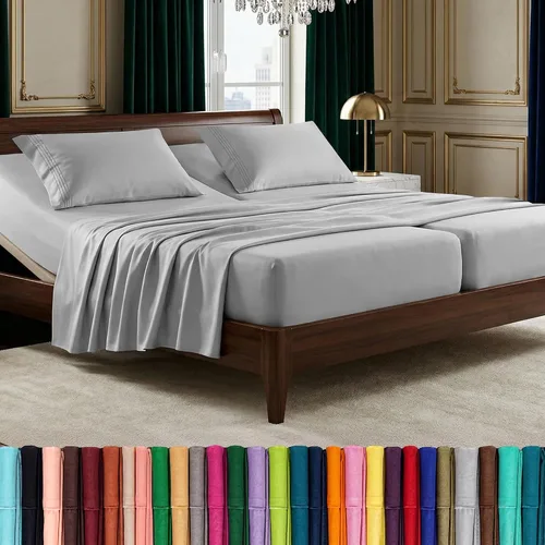 Vista 81 de Elegant Comfort Lujoso juego de sábanas de microfibra de alta calidad 1500 hoteleras bordadas de tres líneas más suaves de 4 piezas, resistente a