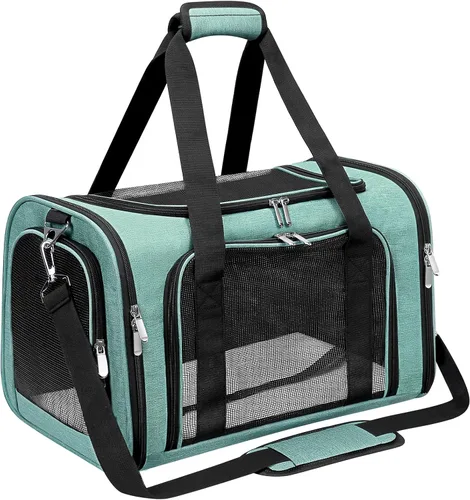 Vista 13 de Transportador de lados suaves para gatos/perros/mascotas, transportadores de viaje plegables para mascotas para gatos grandes/perros pequeños