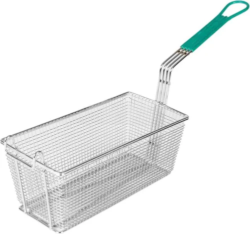 Vista 7 de TrueCraftware -Cesta rectangular de 12-1/8 x 6-1/4 x 5-1/4 pulgadas con gancho, hierro chapado en níquel resistente con mango recubierto de naranja