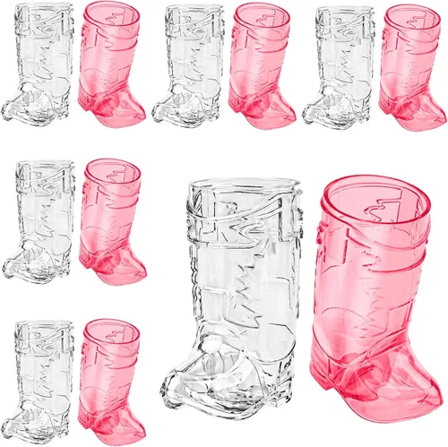 Vista 8 de SAIAOKJ Vasos de Chupito en Forma de Bota de Vaquero, 12 Piezas de 1 Onza Vasos de Chupito Mini de Plástico en Forma de Bota, Vasos de Plástico