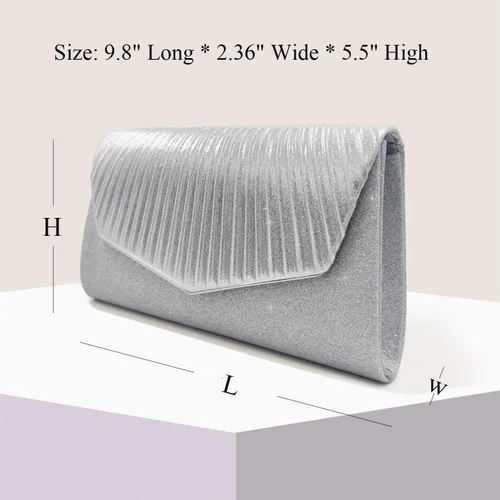 Vista 3 de Ornaous Bolso de noche con purpurina para mujer, bolso de mano formal brillante para baile de graduación, cóctel, boda