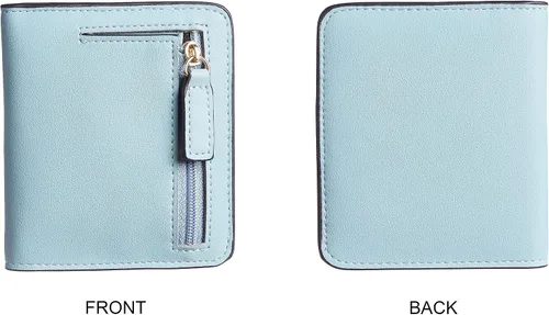 Vista 5 de Gostwo - Cartera compacta de piel genuina de lujo para mujer con bloqueo de RFID y ventana de identificación