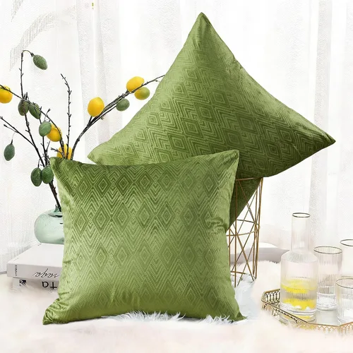 Vista 23 de Juego de 4 fundas de almohada cuadradas decorativas de terciopelo con diamantes de 20 x 20 pulgadas, fundas de almohada geométricas suaves para Aqua