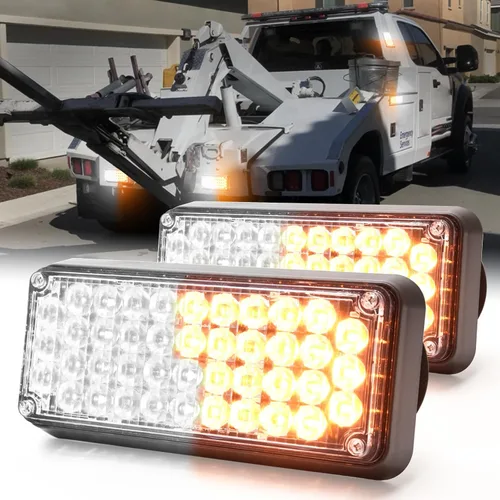 Vista 9 de 2 piezas de luces de emergencia estroboscópicas LED alimentadas por batería con base magnética recargable, portátil, para parabrisas, techo, mini