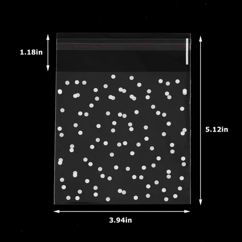 Vista 2 de 400 bolsas de celofán transparentes con diseño de lunares, color blanco y blanco