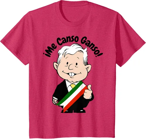 Vista 69 de AMLO Amlito Me Canso Ganso - Camiseta con diseño de dibujos animados mexicanos Gris Oscuro
