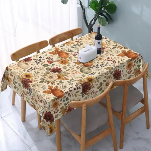 Vista 24 de Cafl Mantel retro con diseño de girasol de los años 70, sin arrugas, para picnic, cocina, vacaciones, comedor, rectangular, poliéster lavable