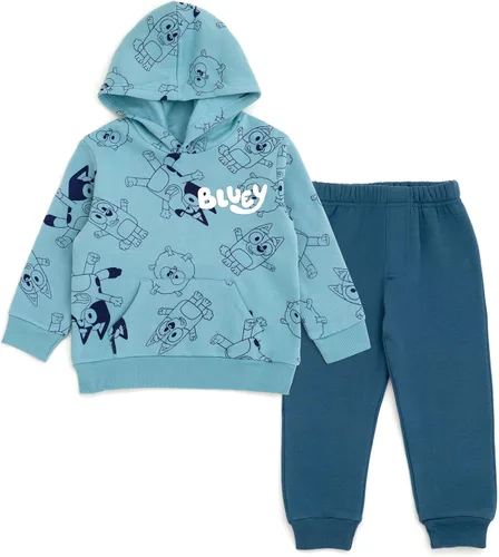 Vista 9 de Conjunto de sudadera con capucha y pantalones de forro polar Bluey para niños pequeños de tamaños 2T a 7-8 Azul/gris