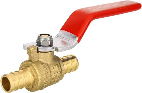 Vista 2 de Paquete de 12 válvulas de bola PEX de latón de 1/2 pulgada, conexión Pex de púas, válvula de cierre de parada de agua de puerto completo, niveles