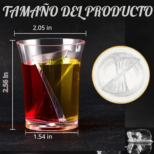 Vista 3 de Suclain - 24 vasos de chupito divididos, vasos divididos de plástico transparente de 2 onzas Reusable for Bar Alcohol Tasting, Bachelorette Party