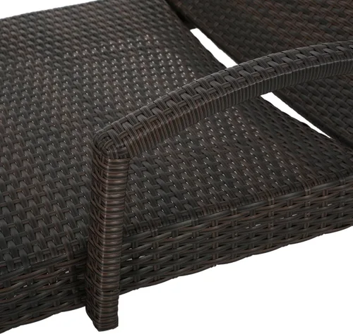 Vista 4 de Olivia Patio Furniture, silla de salón de mimbre con brazos para exteriores, juego de 2, Multi-Marrón