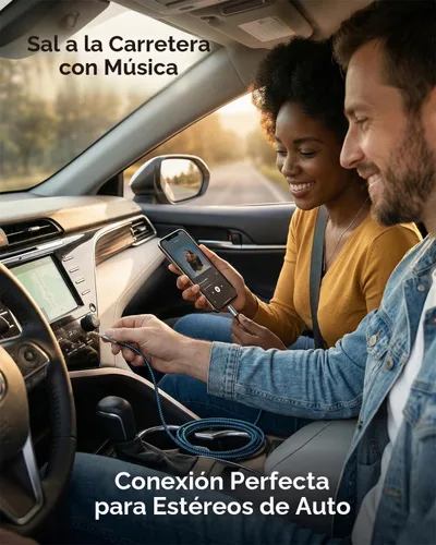 Vista 7 de Cable auxiliar de 5 pies/4.9 ft, cable de audio trenzado de nailon de 0.138 in, cable auxiliar macho a macho para automóvil, para auriculares