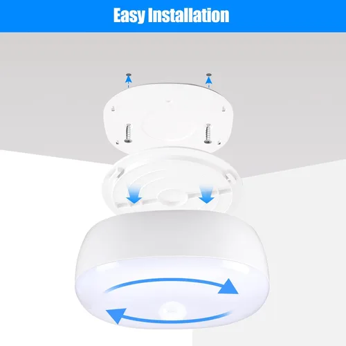 Vista 5 de Luz de techo LED con batería inalámbrica con sensor de movimiento, 300 lúmenes, 5 W, para interiores y exteriores, armario, despensa, escalera