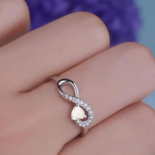 Vista 3 de Anillo Jo Wisdomo de compromiso. de plata esterlina, con corazón e infinito, anillo de amistad, para ella