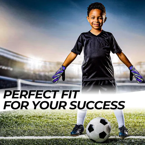 Vista 4 de FIGHTSENSE Guantes de portero de fútbol para niños y jóvenes, guantes de portero de fútbol, palma de látex de 4 mm, transpirable, antideslizante