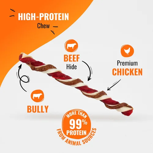 Vista 2 de GOOD 'N' FUN Giros de triple sabor con masticables Bully, golosinas para perros con alto contenido de proteínas para todos los perros adultos