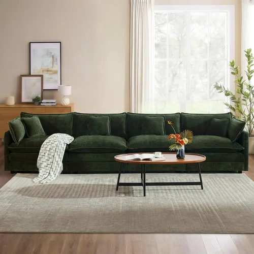 Vista 53 de Sofá seccional modular convertible de 76.7", sofás de dos plazas de chenilla con asiento profundo y cojines tipo loveseat para sala de estar, Beige