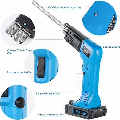 Vista 2 de Cuchillo eléctrico inalámbrico de refrigeración por aire, kit de herramientas de corte de espuma de 6 pulgadas con estuche resistente y una batería