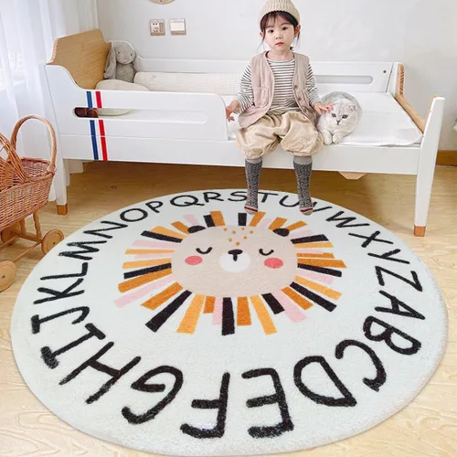 Vista 10 de Poowe ABC Animals - Alfombra de juego para niños, alfombra redonda educativa del alfabeto, suave, antideslizante, para el dormitorio de los niños