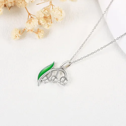 Vista 4 de MONGAS Forget Me NotLily of the valleyHibiscus Necklace Sterling Silver Flower Pendant Necklace Flower Jewelry Gifts for Women