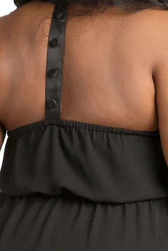 Vista 4 de Poetic Justice Top halter con botones de gasa negra con curvas de talla grande para mujer