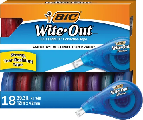 Vista 7 de BIC Wite-Out Brand Exact Liner Cinta correctora, 19.6 pies, color blanco, 10 unidades Fast, Clean, And Easy to Use Tear-Resistant for Smooth