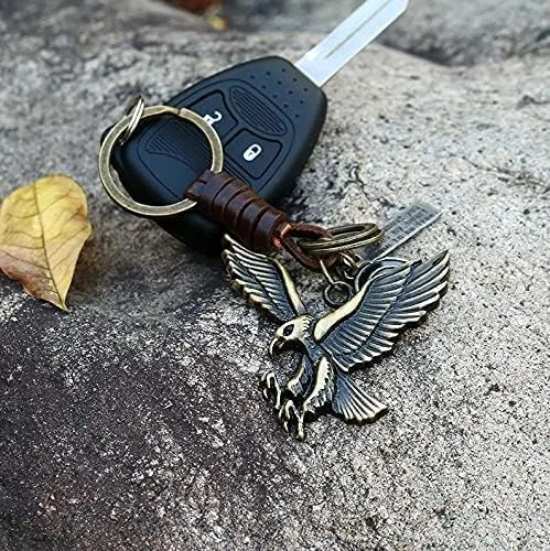 Vista 4 de AuPra Llavero con diseño de pájaro, regalo para mujeres y hombres, de cuero, con diseño de búho, para el hogar, puerta de coche, llavero para niña