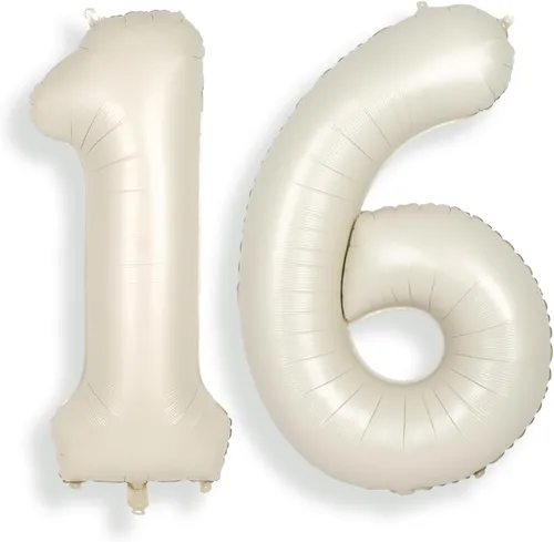 Vista 11 de SUWEN Globos de helio grandes de 102 cm (40 pulgadas) con letra S en color crema. Globos grandes de papel de aluminio con letra en helio, de A a Z.