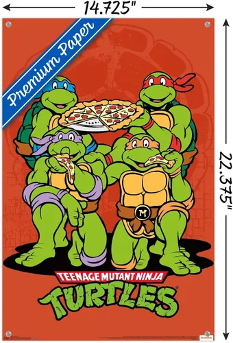 Vista 3 de Trends International Nickelodeon Teenage Mutant Ninja Turtles - Póster de pared de pizza, 14.725 x 22.375 pulgadas, paquete de póster premium