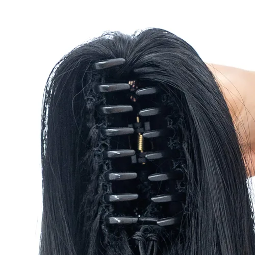 Vista 7 de Extensiones de pelo sintético SWACC con clip de pinza de 28 pulgadas de largo, lacio, para mujer