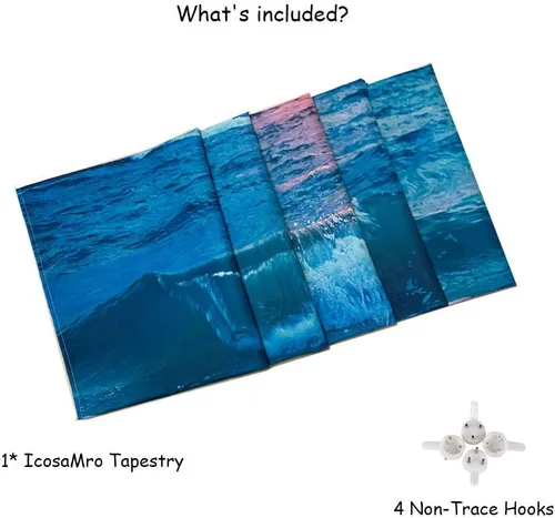 Vista 7 de IcosaMro Tapiz oceánico para colgar en la pared, mar, playa, ola, sol, nube, paisaje, naturaleza, arte de pared [dobladillos dobles] decoración