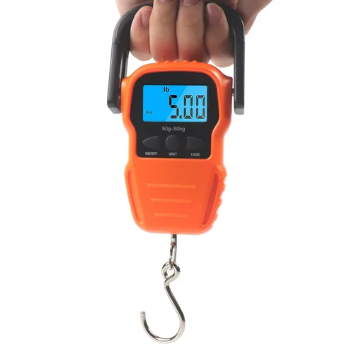 Vista 3 de Báscula de pesca, máx. 110 libras110.2lbs, balanza de equipaje retroiluminada, pantalla LCD portátil, equilibrio electrónico digital, balanza