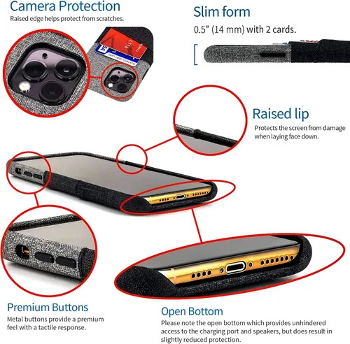 Vista 5 de Dockem Funda tipo cartera para iPhone 11 Pro: placa de metal integrada para montaje magnético y 2 ranuras para tarjetas de crédito