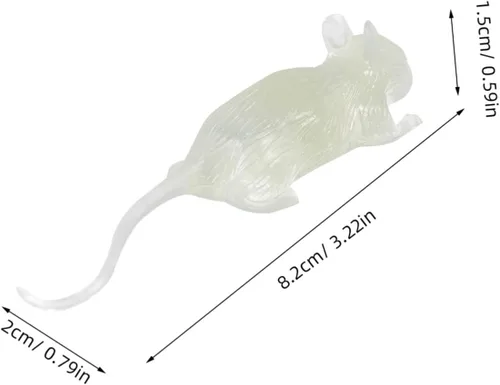 Vista 2 de BESPORTBLE 20 piezas de ratas falsas luminosas brillantes de ratas falsas para Halloween, figura realista para fiesta, ratones de Halloween