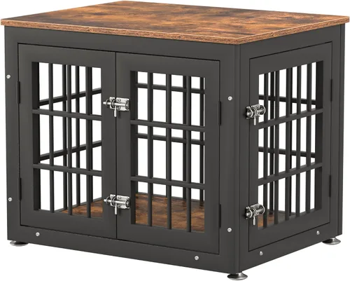 Vista 32 de rehomerance Mueble de jaula de perro resistente de 26 pulgadas para perros pequeños, mesa auxiliar decorativa para casa de mascotas, muebles de Negro